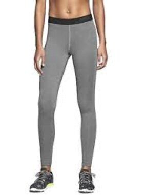 Nike Pro Dri Fit Hypewarm Training 3.0 Tights Grey Black Waistband Women's S
